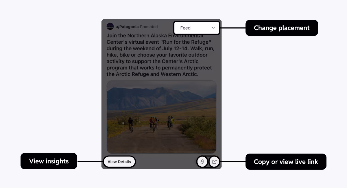 Ad card actions