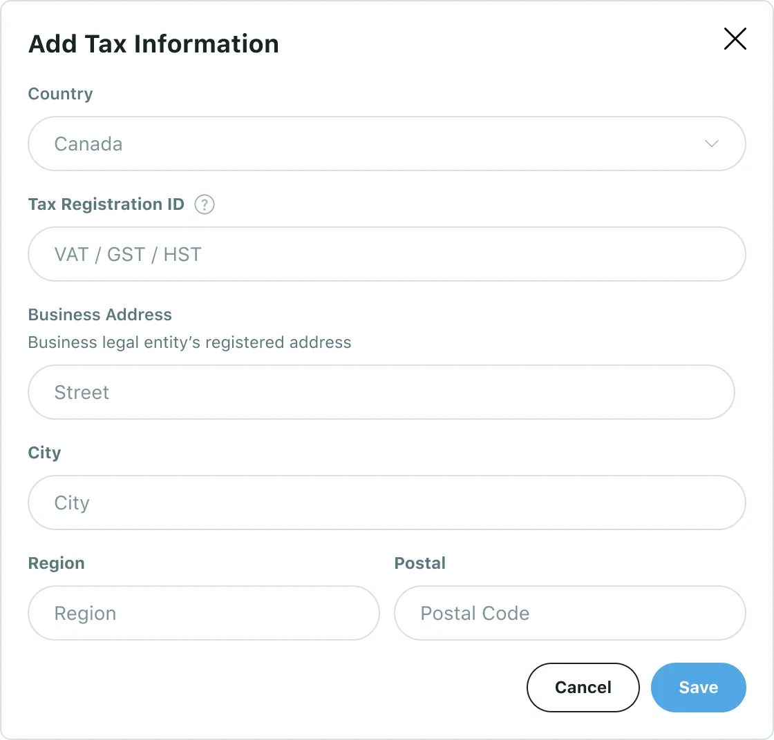 Add tax info