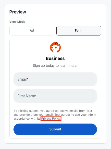 Check privacy policy