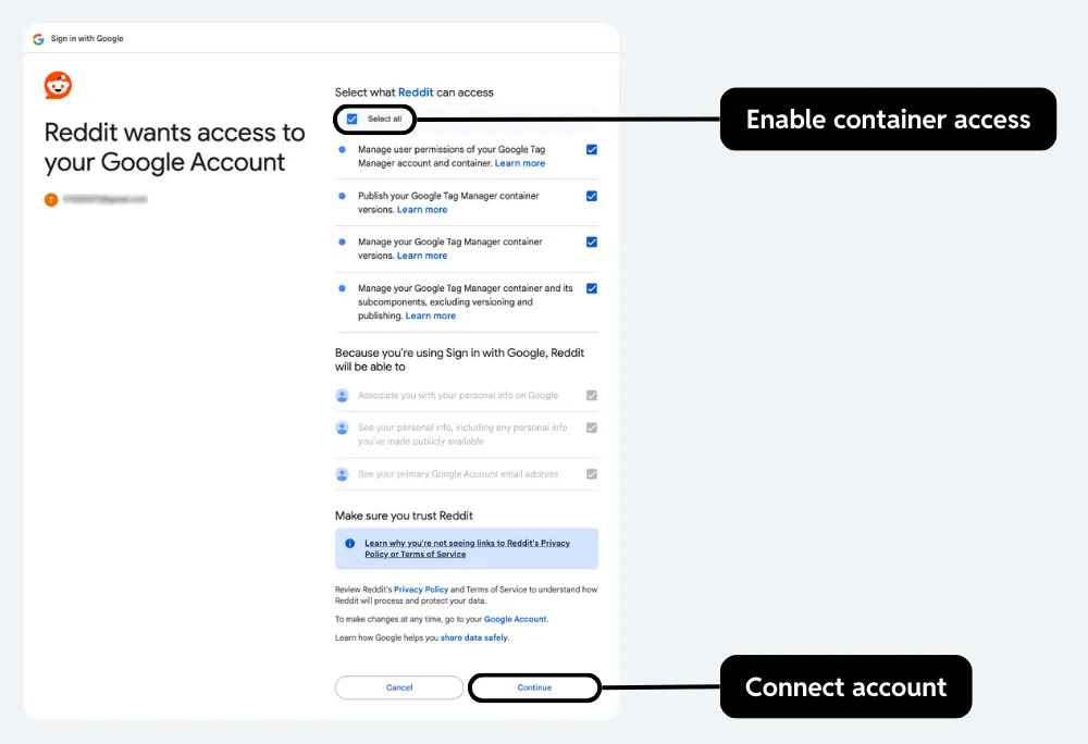 Connect GTM account