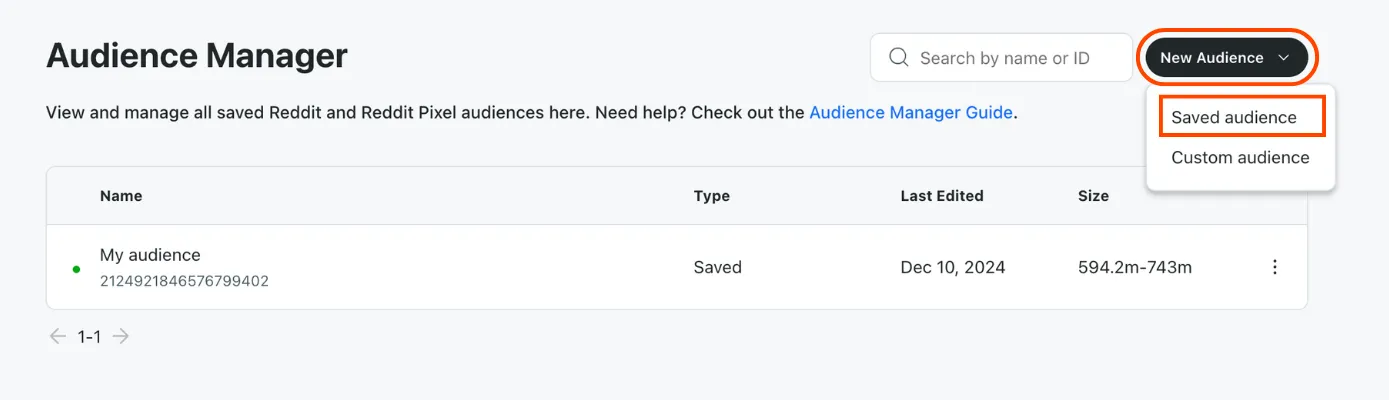 Create saved audience