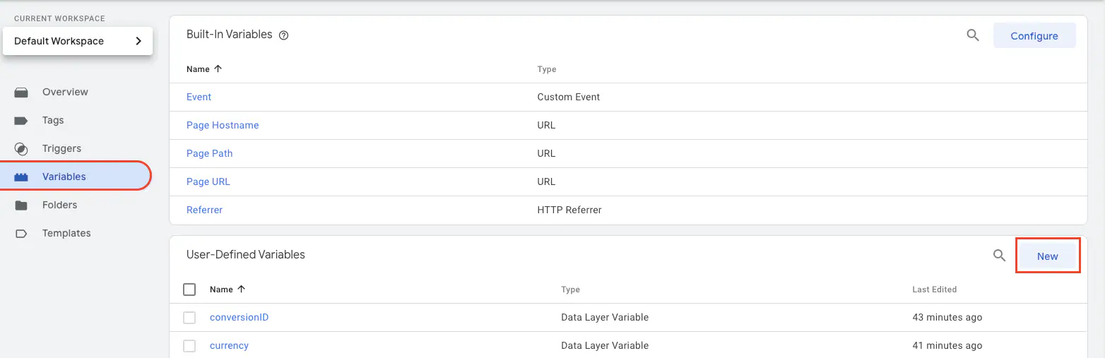 Create variable