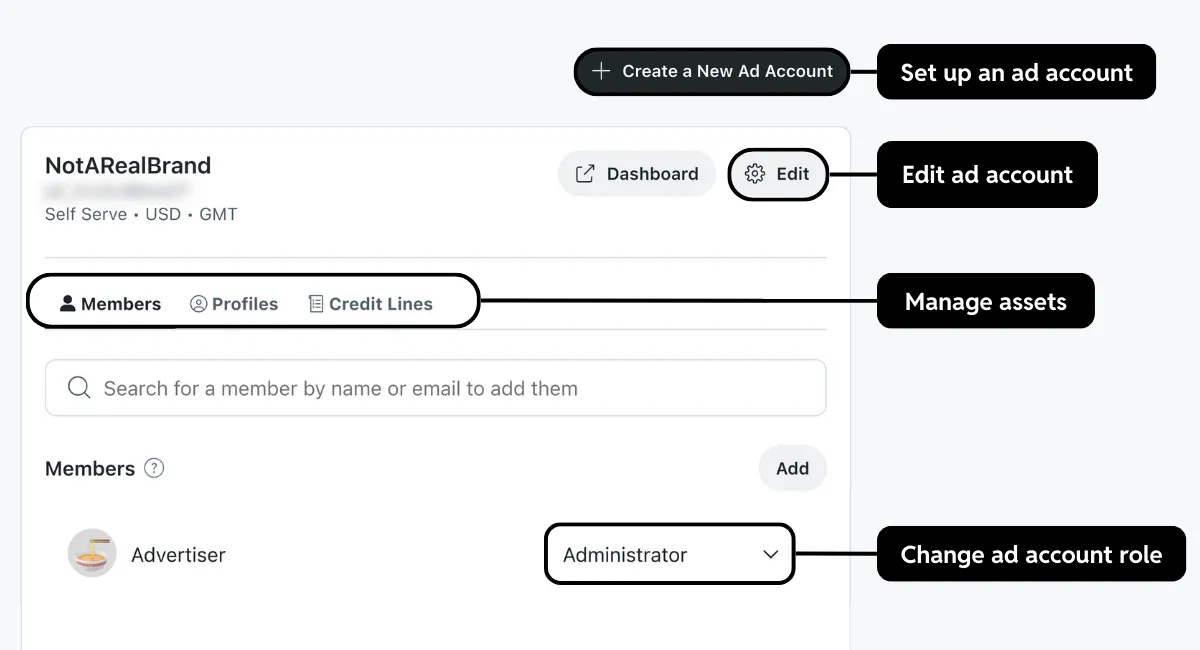 Edit ad account