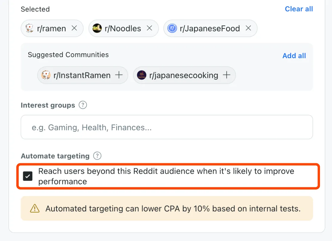 Enable automated targeting