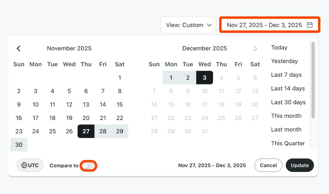 Enable comparison mode