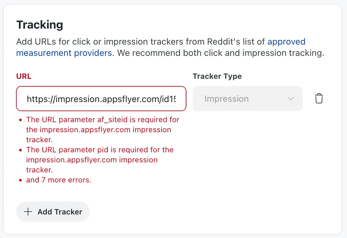 Example of a tracker with issues