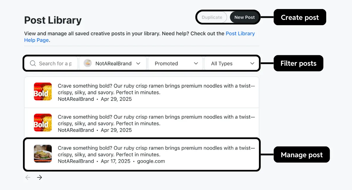 Manage post library