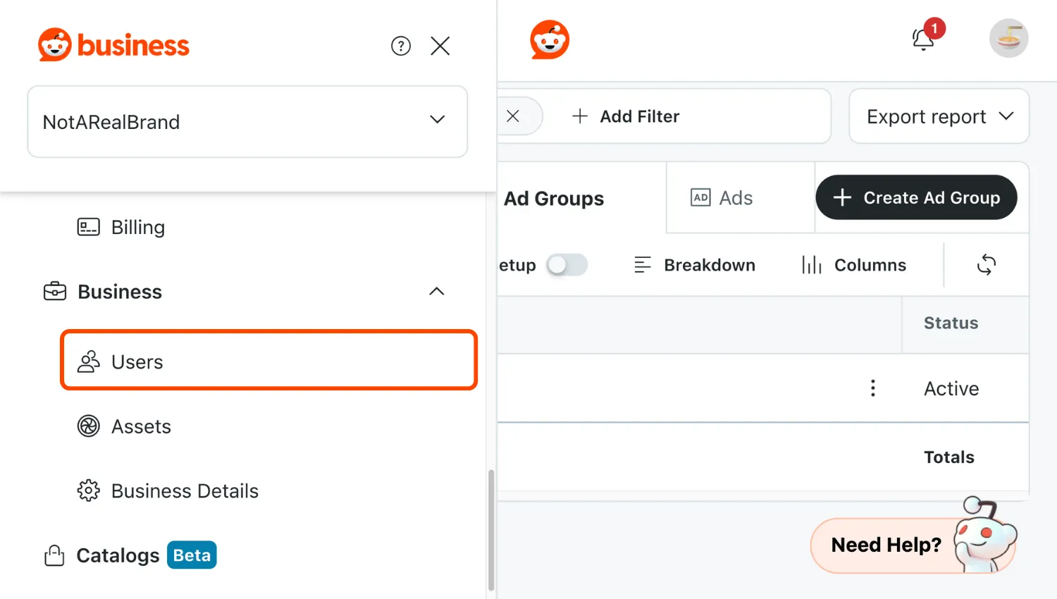 Open Users in the menu
