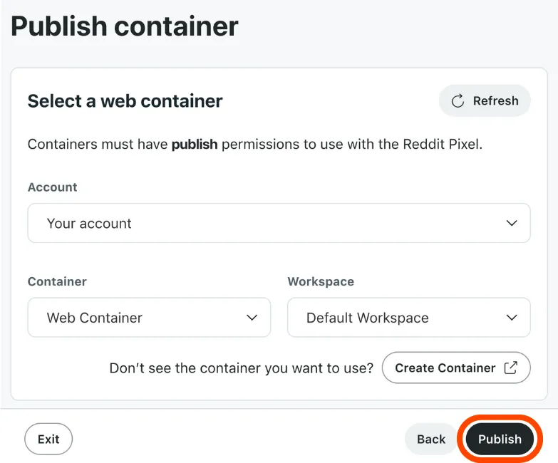 Publish container