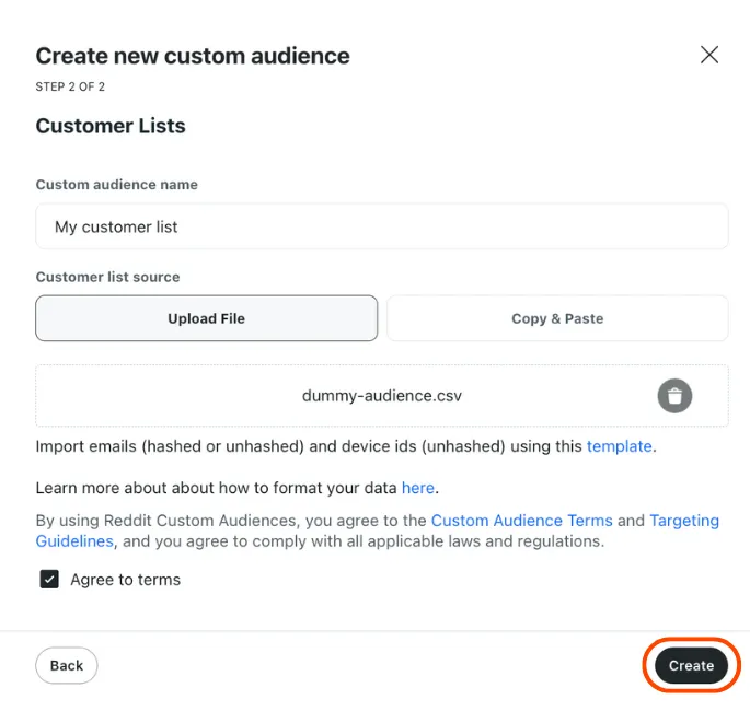 Save custom audinece