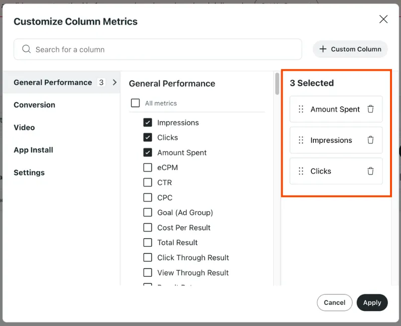 Select columns