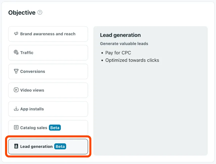 Select lead generation