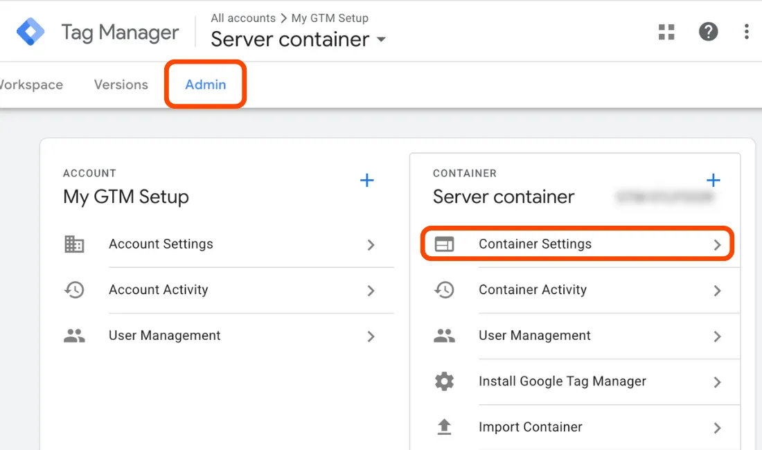 View container settings